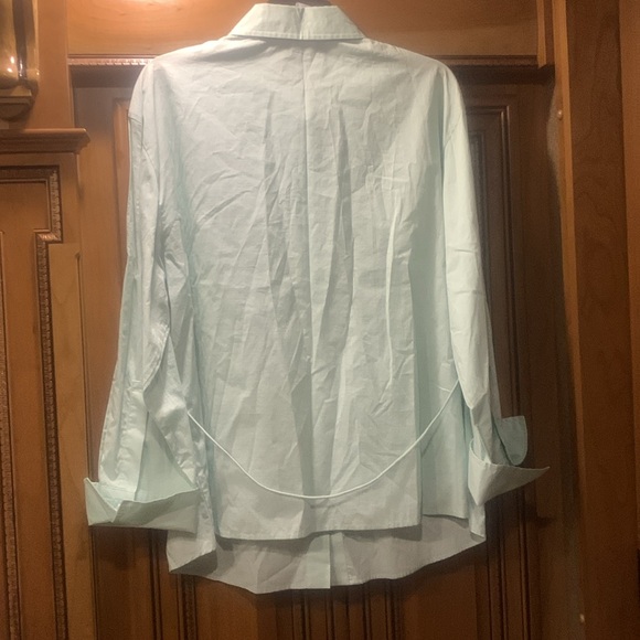 NWOT VINCE Tie-Back Organic Cotton Button-Up Shirt Pale Mineral Blue Size Large - Picture 11 of 15